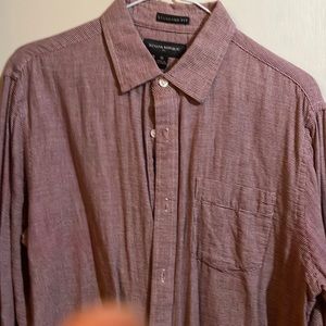 Banana Republic men shirt size medium burgundy and white long sleeve
